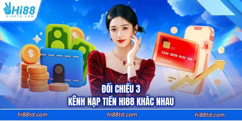 Đối chiếu 3 kênh nạp tiền HI88 khác nhau
