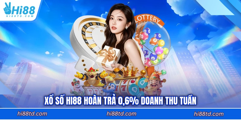 Xổ số HI88 hoàn trả 0,6% doanh thu tuần